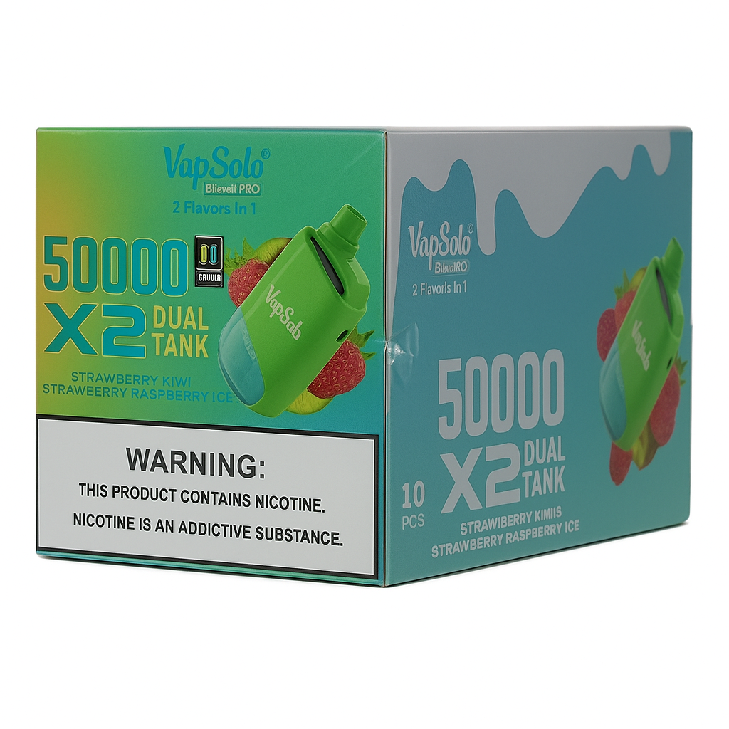 VapSolo Twins - Strawberry Kiwi & Strawberry Raspberry Cherry Ice 50K