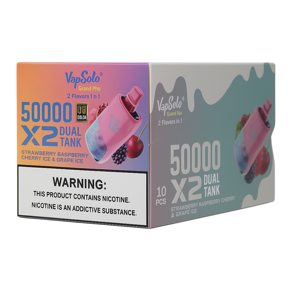 VapSolo Twins - Strawberry Raspberry Cherry Ice & Grape Ice 50K