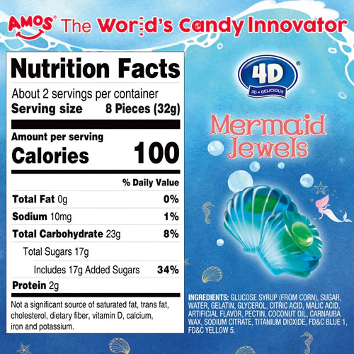 Amos 4D Fruit Gummy - Mermaid Jewels Juice Filled