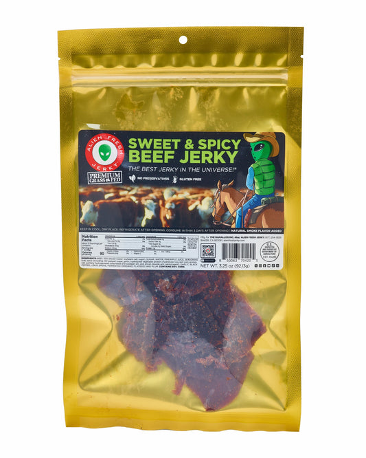 Alien Fresh Jerky - Grass-Fed Sweet & Spicy Beef Jerky