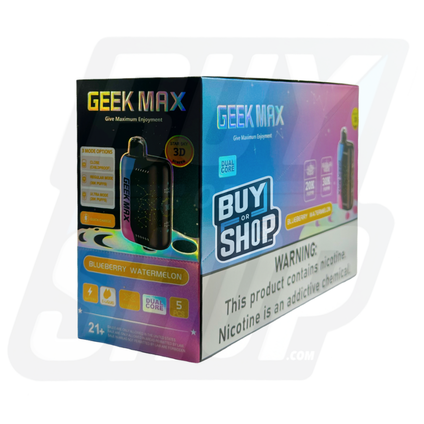 Geek Bar Pulse Max Blueberry Watermelon 30K 5-Pack