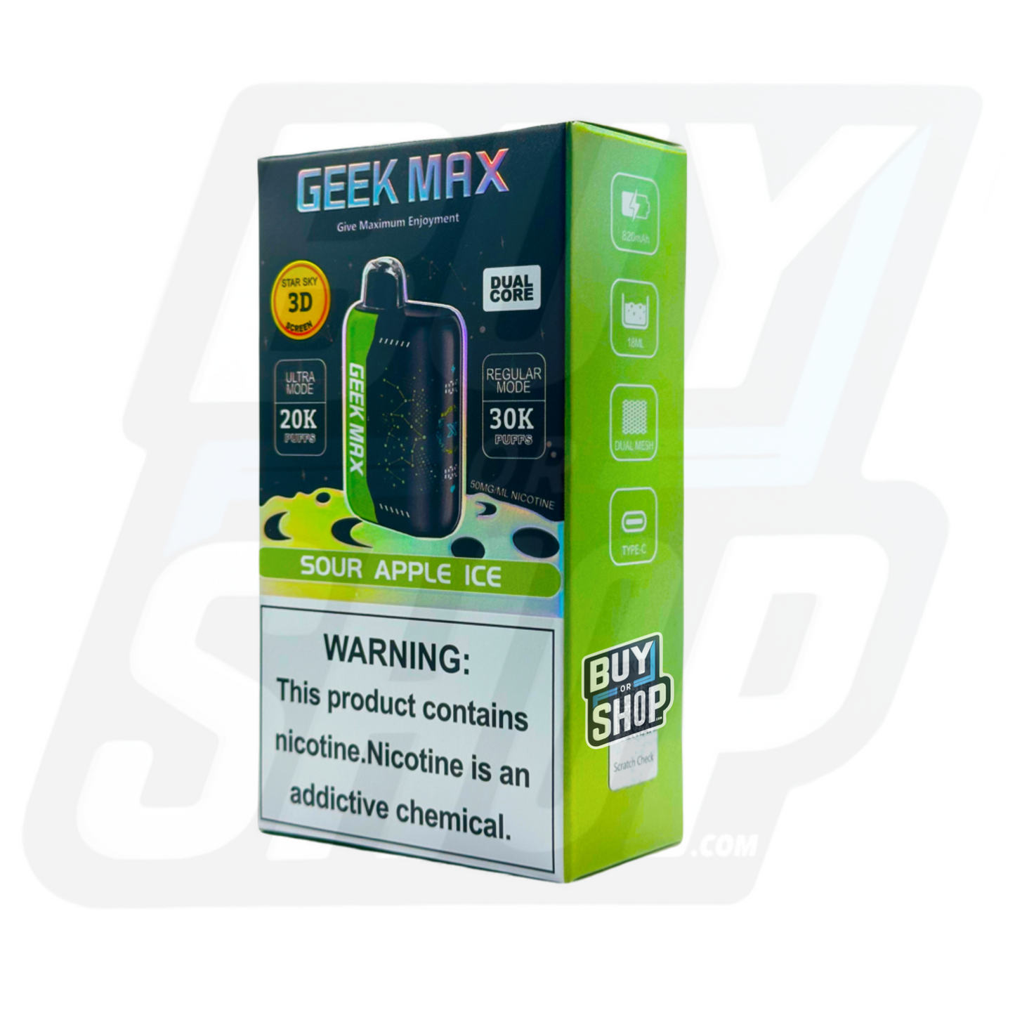 Geek Bar Pulse Max Sour Apple Ice 30K 1-Pack