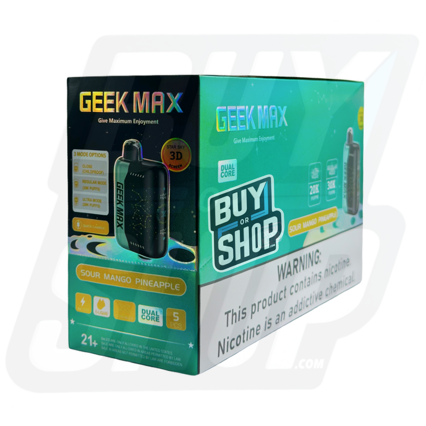 Geek Bar Pulse Max Sour Mango Pineapple 30K 5-Pack