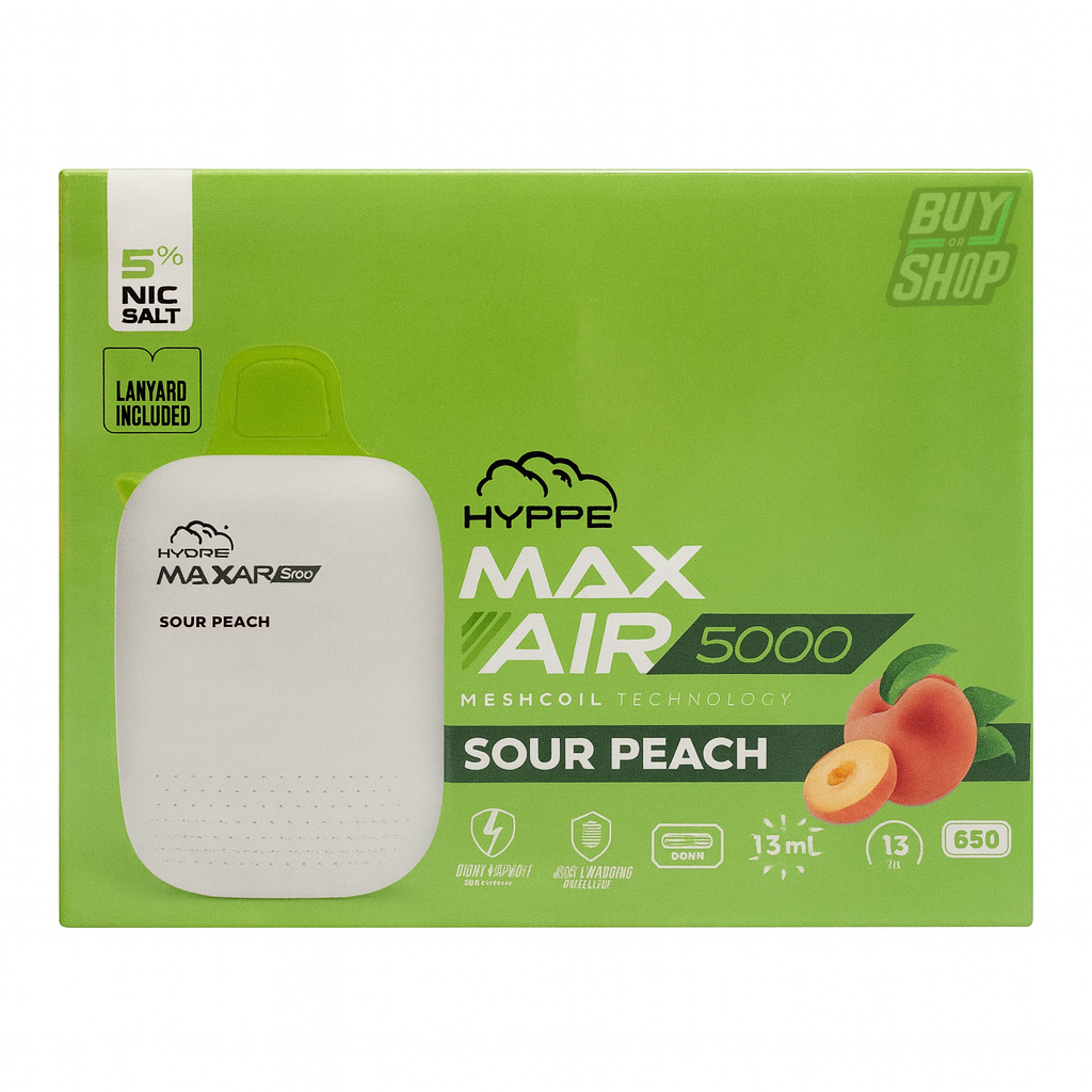 Hyppe Max Air Sour Peach 5-Pack