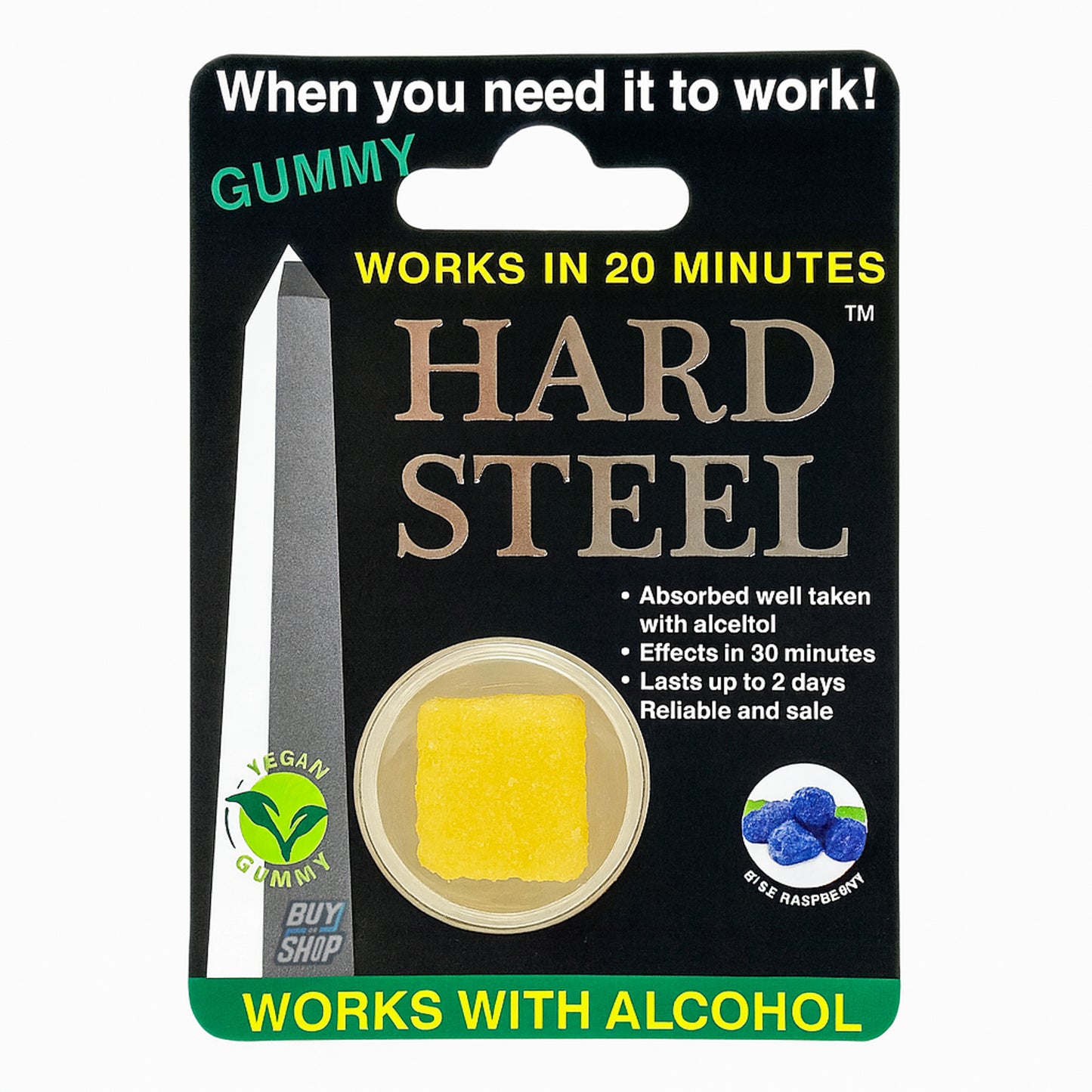 Hard Steel - Blue Raspberry Male Gummy