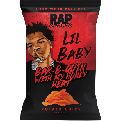 Rap Snacks - Lil Baby Bar-B-Quin with my Honey Heat Potato Chips 6-Pack