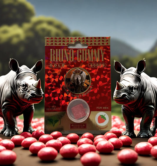 Rhino – Gold 50K Strawberry Gummies 10-Pack