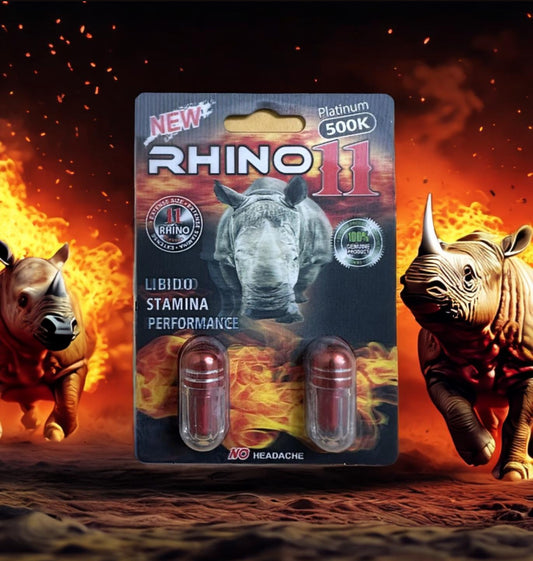 Rhino 11 – Platinum 500K Double Capsule 10-Pack
