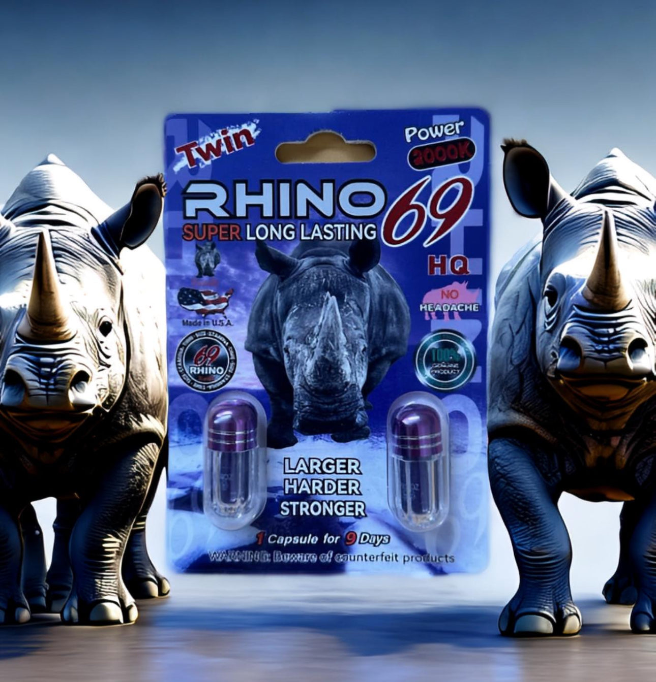 Rhino – Power 2000K Double Capsule 10-Pack Enhancements