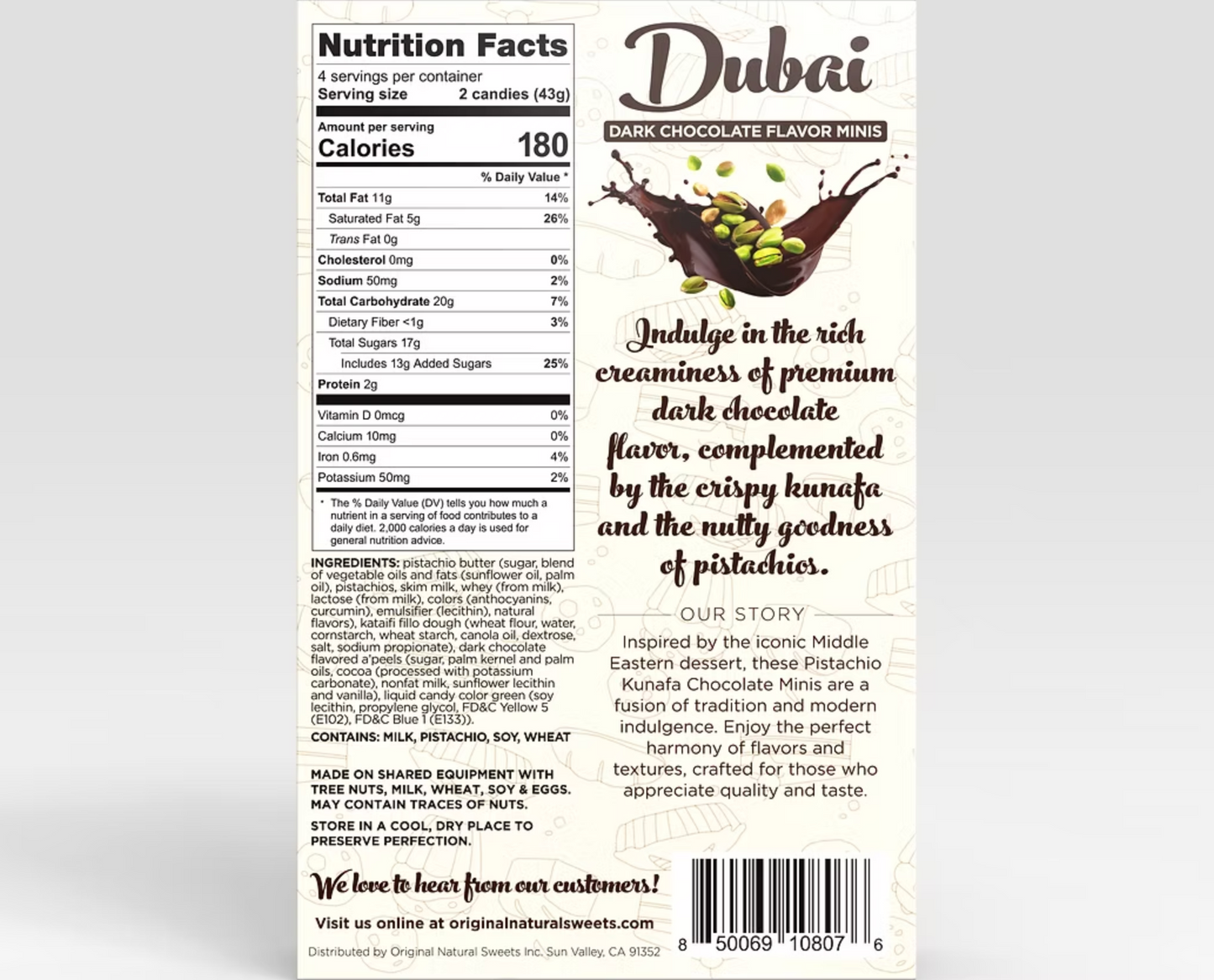 Original Natural Sweets - Dubai Chocolate (Dark)