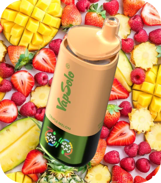 VapSolo Triple - Strawberry Raspberry, Triple Melon & Sour Mango Pineapple 30K 5-Pack