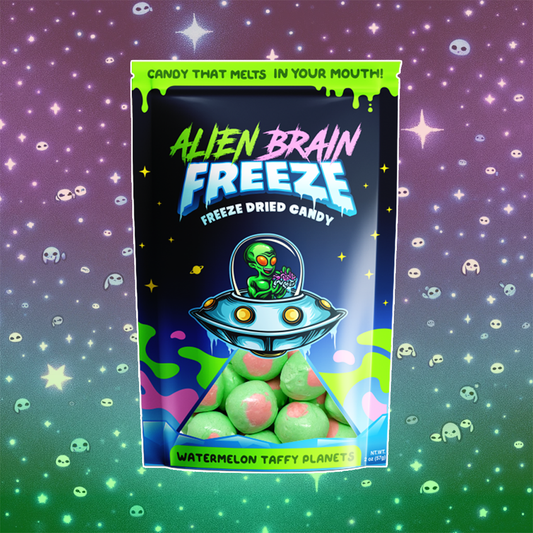 Alien Brain Freeze - Freeze Dried Watermelon Taffy Planets