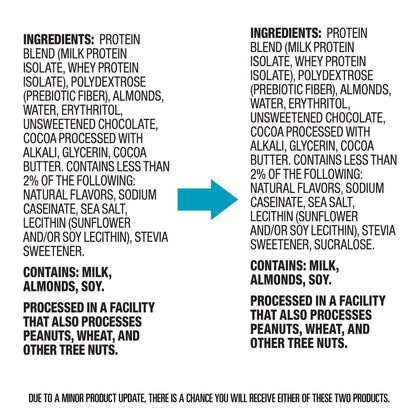 Double Chocolate Chunk Protein Bars - Ingredients old VS new