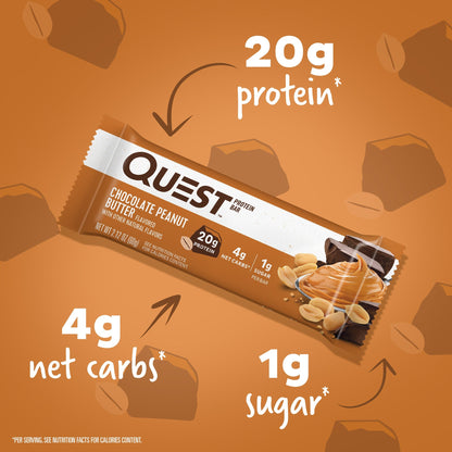 Chocolate Peanut Butter Protein Bar; 20g protein*, 4g net carbs*, 1g sugar*