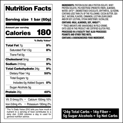 Oatmeal Chocolate Chip Protein Bars Nutritional Facts