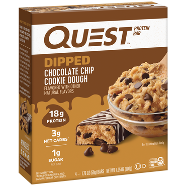 Dipped Chocolate Chip Cookie Dough Protein Bar