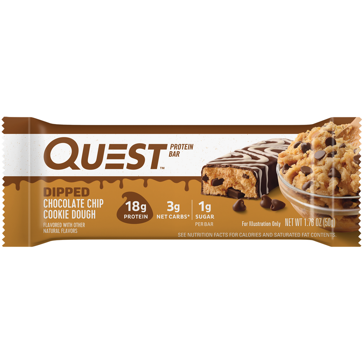 Dipped Chocolate Chip Cookie Dough Protein Bar