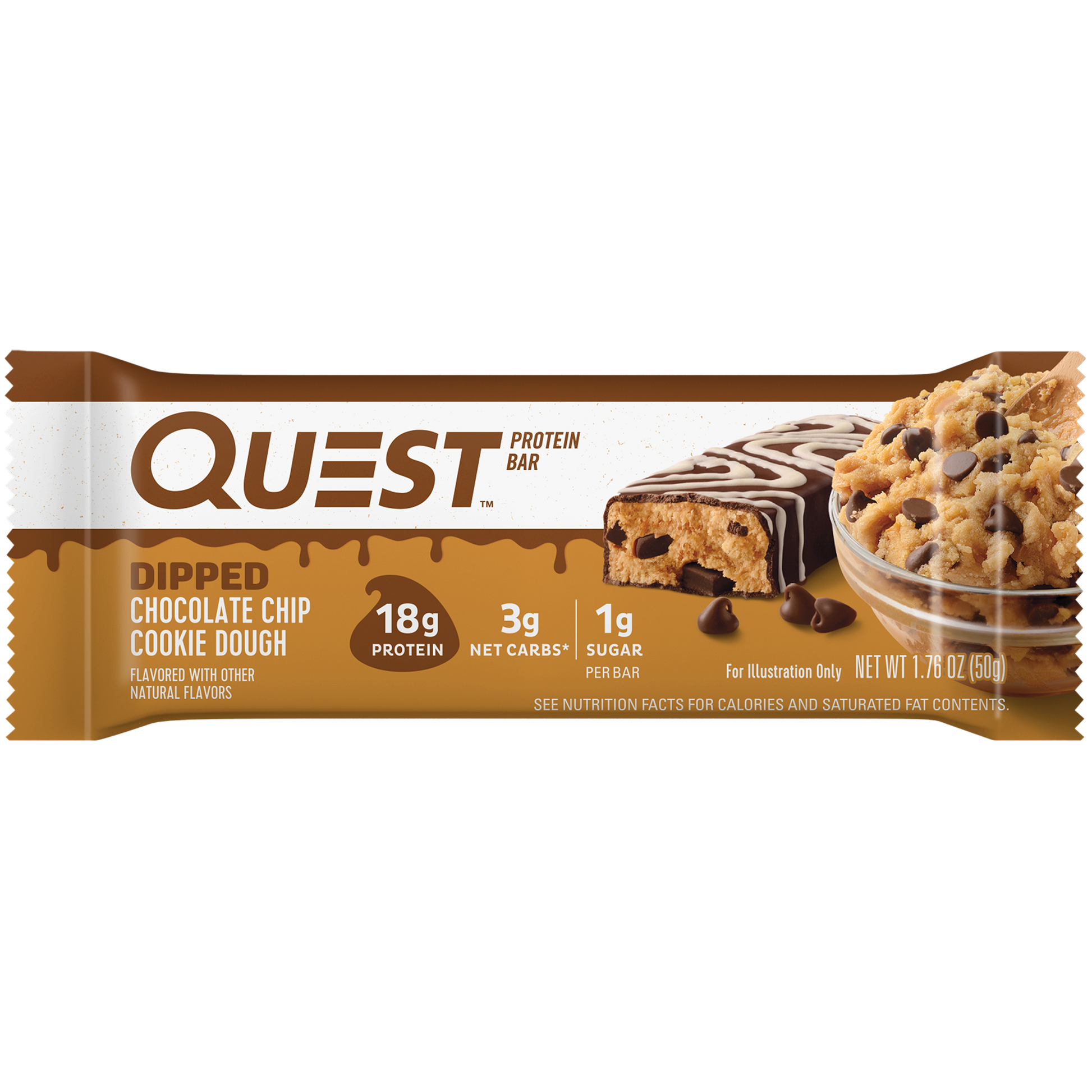 Dipped Chocolate Chip Cookie Dough Protein Bar