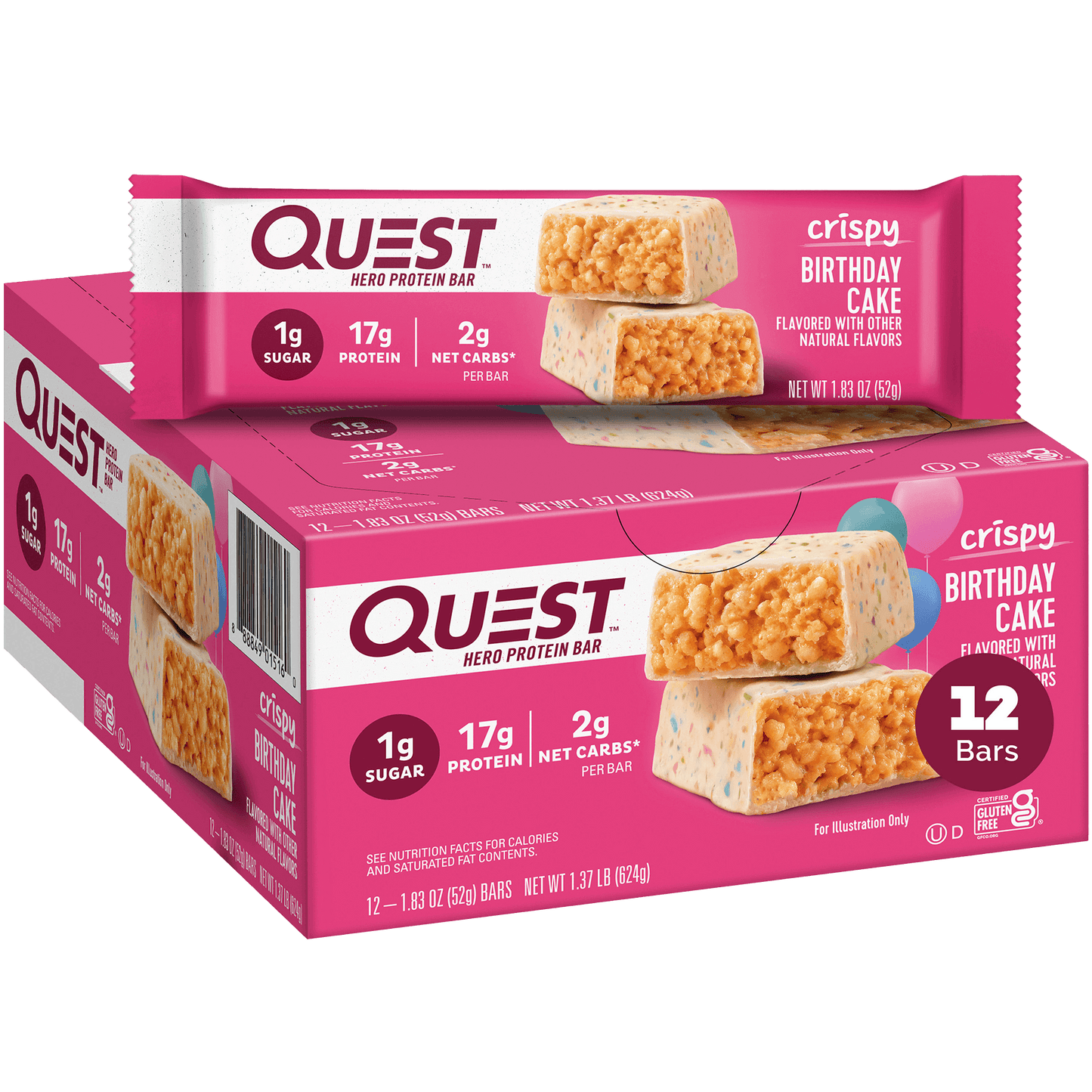Quest - Birthday Cake Crispy Hero Bars 12-Pack